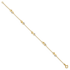 14K Two-tone D/C Beaded Infinity Station Bracelet