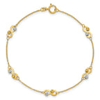 14K Two-tone D/C Beaded Infinity Station Bracelet
