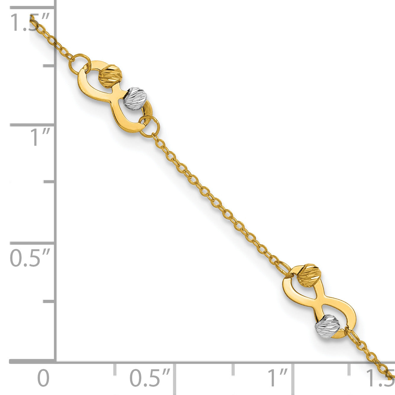 14K Two-tone D/C Beaded Infinity Station Bracelet