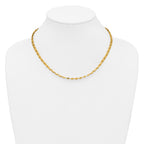14K Polished and Diamond-cut Beaded Fancy Necklace