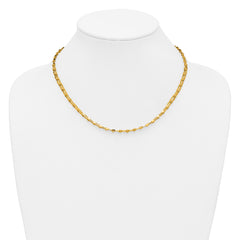 14K Polished and Diamond-cut Beaded Fancy Necklace