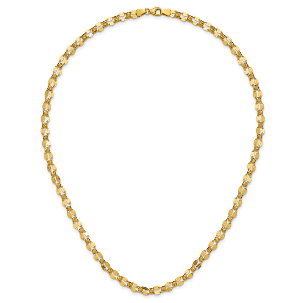 14K Polished and Diamond-cut Beaded Fancy Necklace