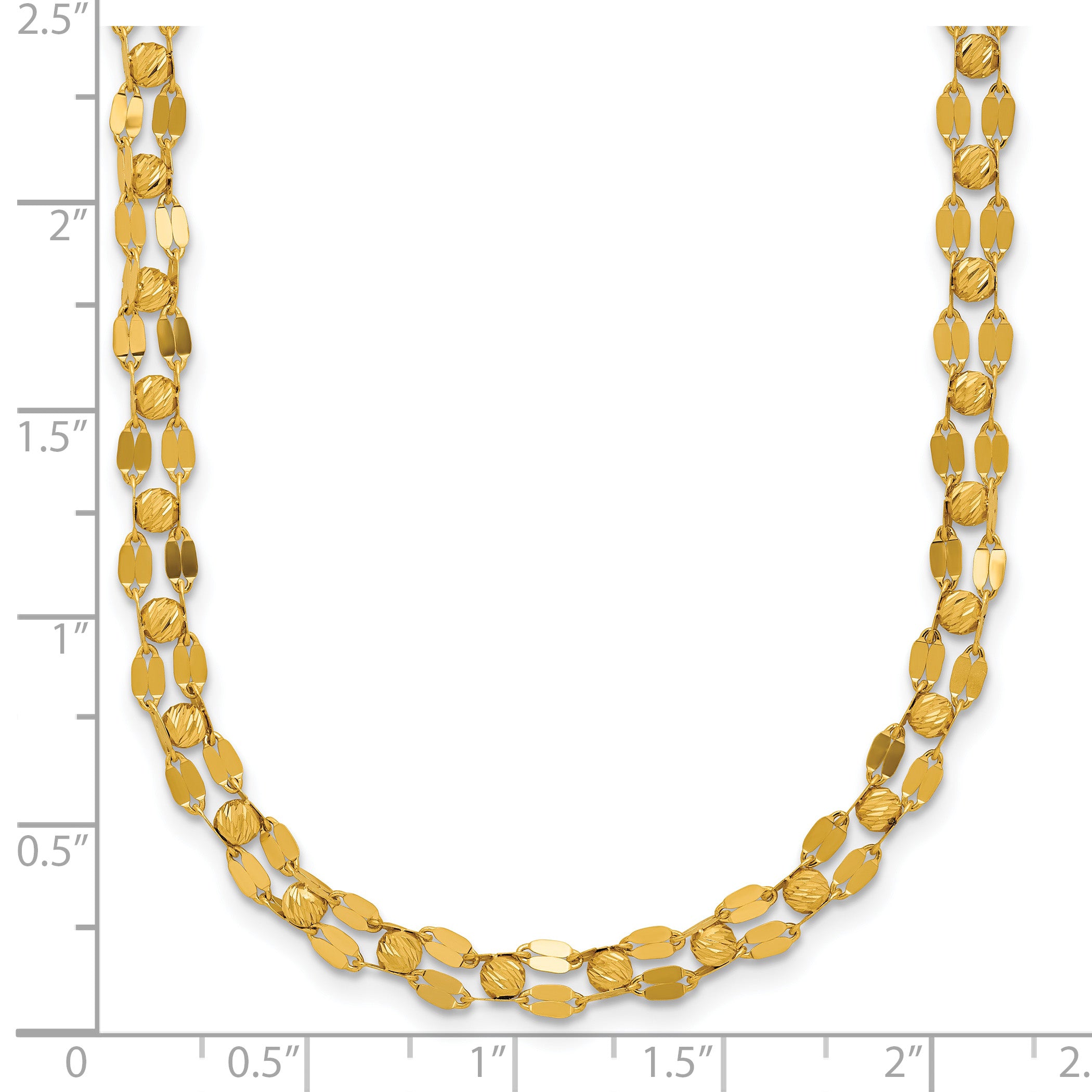 14K Polished and Diamond-cut Beaded Fancy Necklace