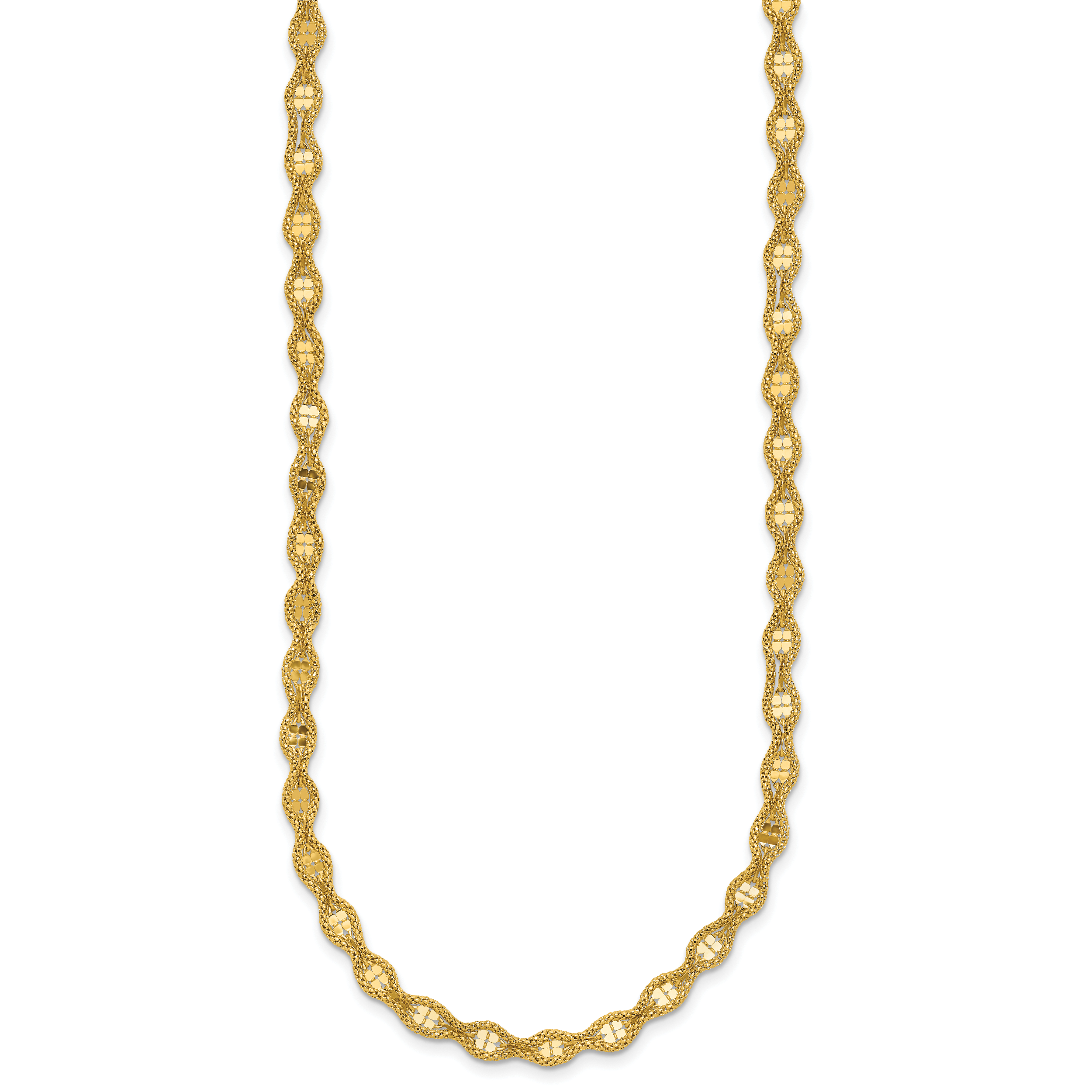 14K Polished and Diamond-cut Twisted Fancy Necklace Secondary image