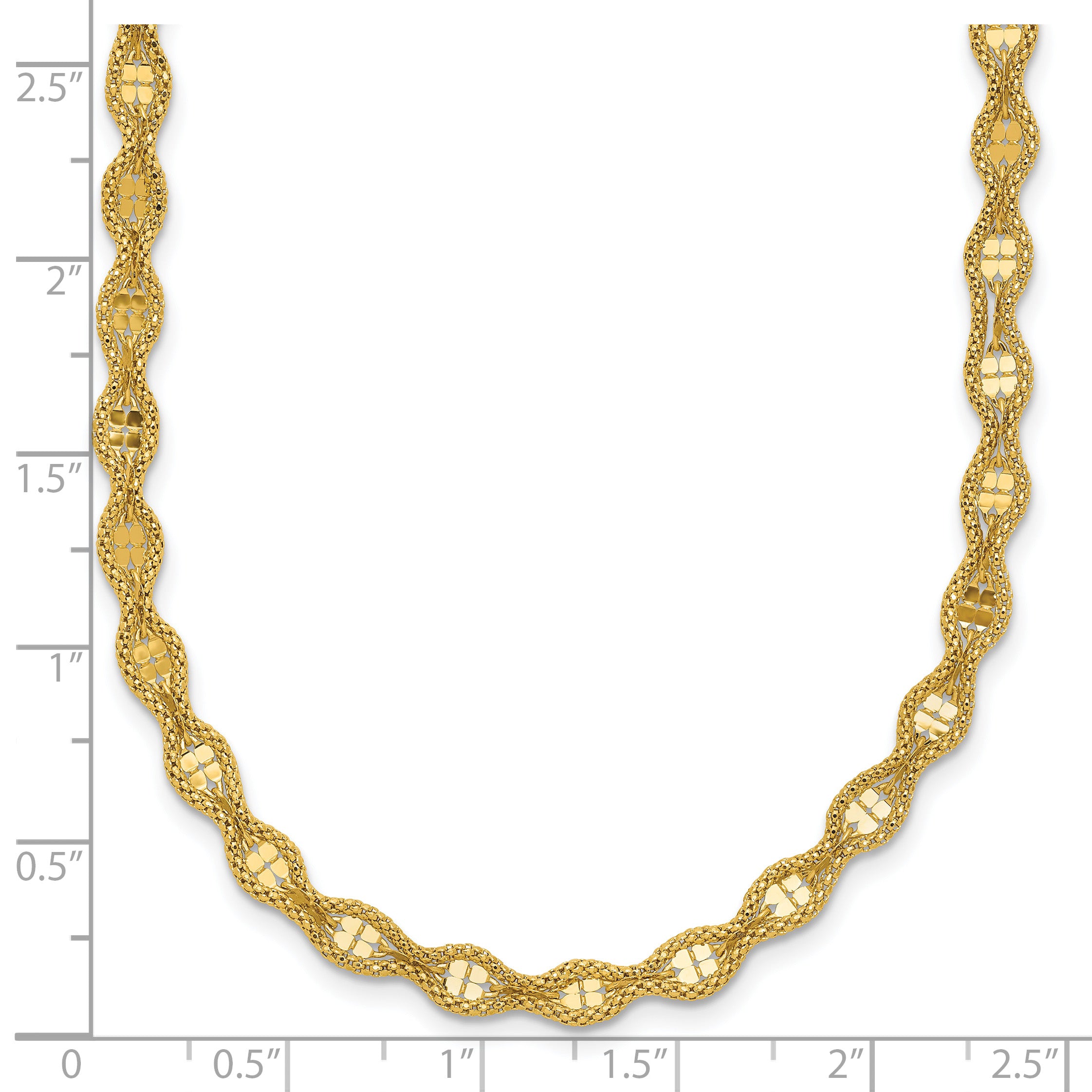14K Polished and Diamond-cut Twisted Fancy Necklace