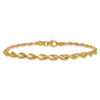 14K Polished and Diamond-cut Twisted Fancy Bracelet