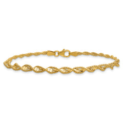 14K Polished and Diamond-cut Twisted Fancy Bracelet