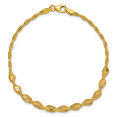 14K Polished and Diamond-cut Twisted Fancy Bracelet