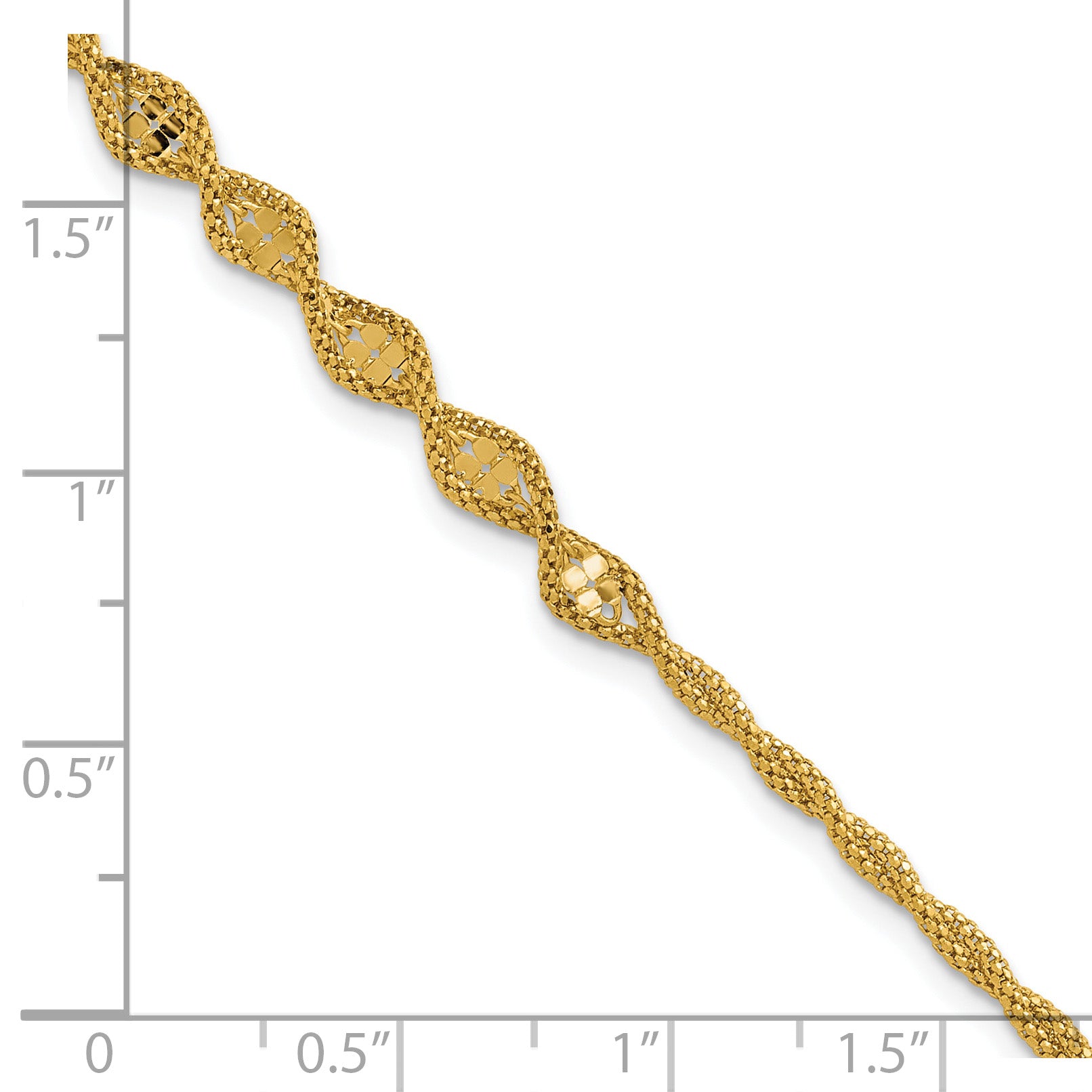 14K Polished and Diamond-cut Twisted Fancy Bracelet