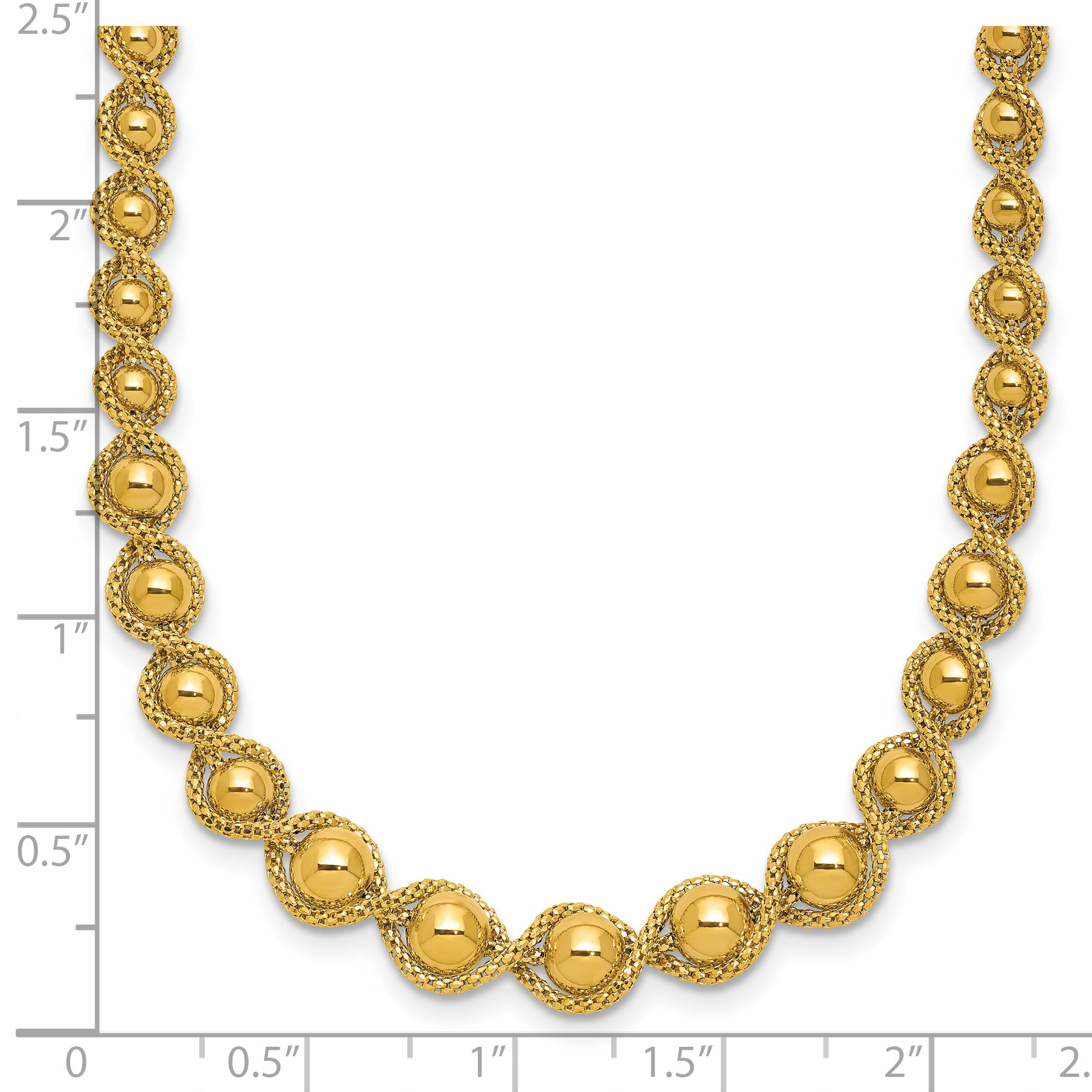 14K Polished and Diamond-cut Twisted Beaded Necklace