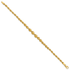 14K Polished and Diamond-cut Twisted Beaded Bracelet