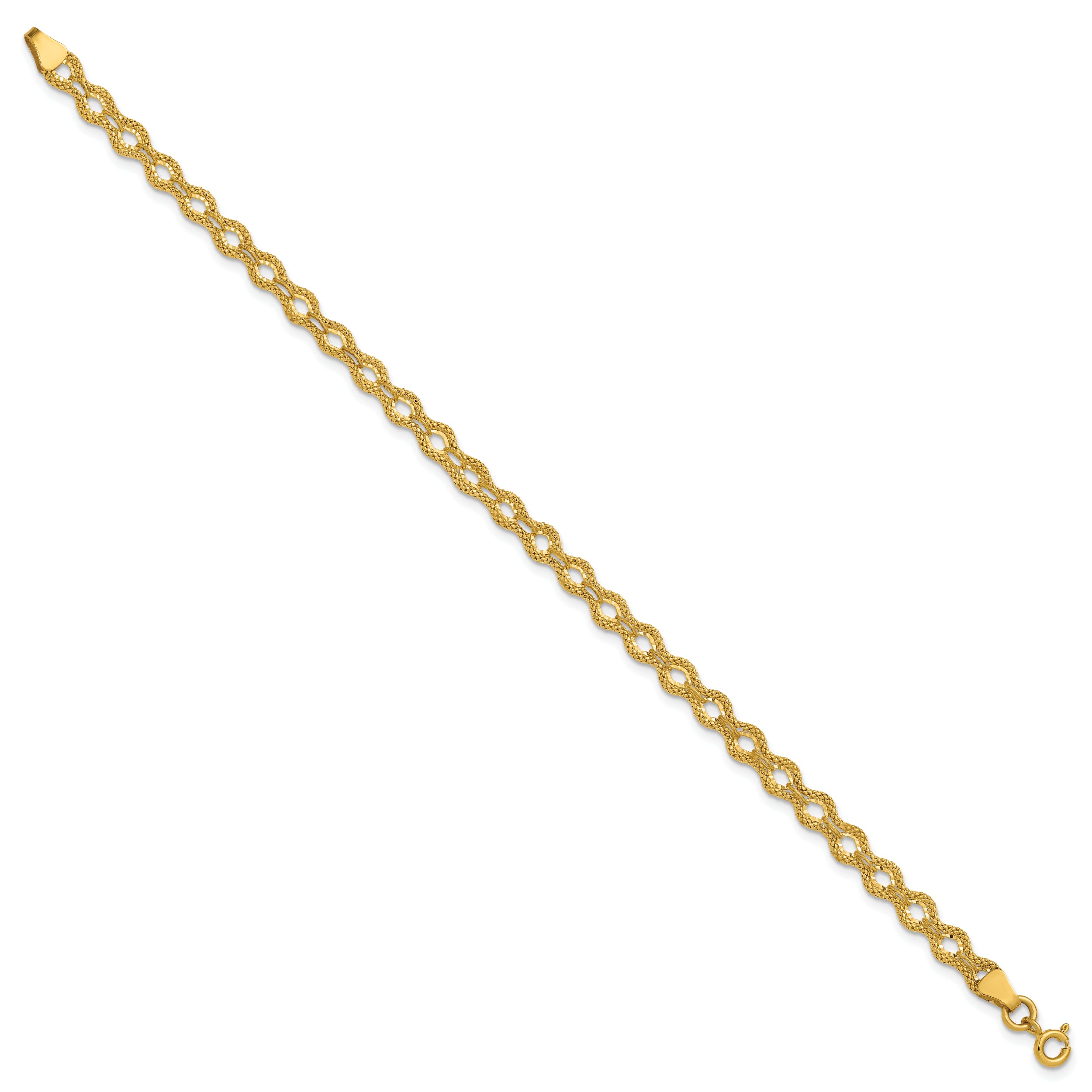14K Polished and D/C and Textured Fancy Bracelet