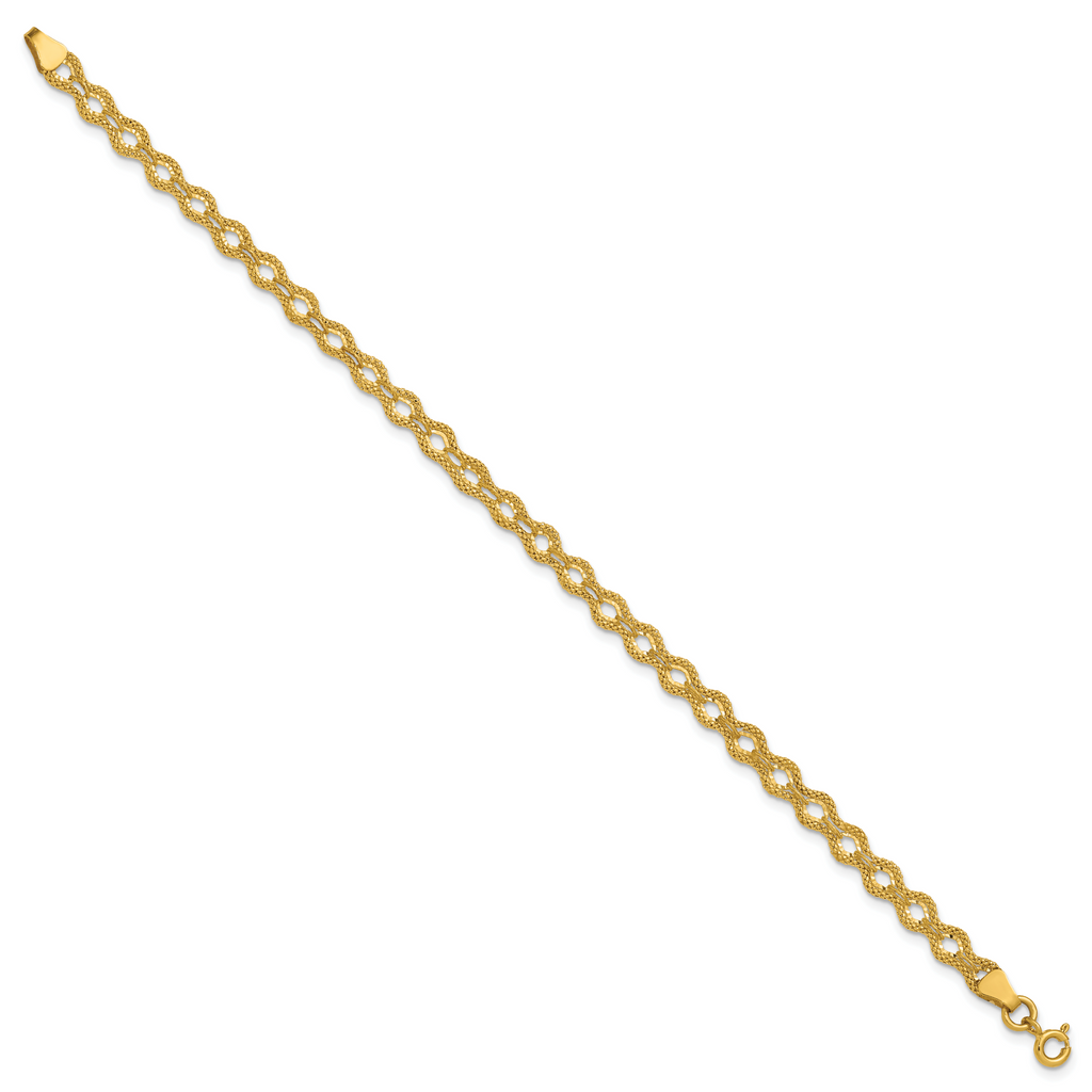 14K Polished and D/C and Textured Fancy Bracelet