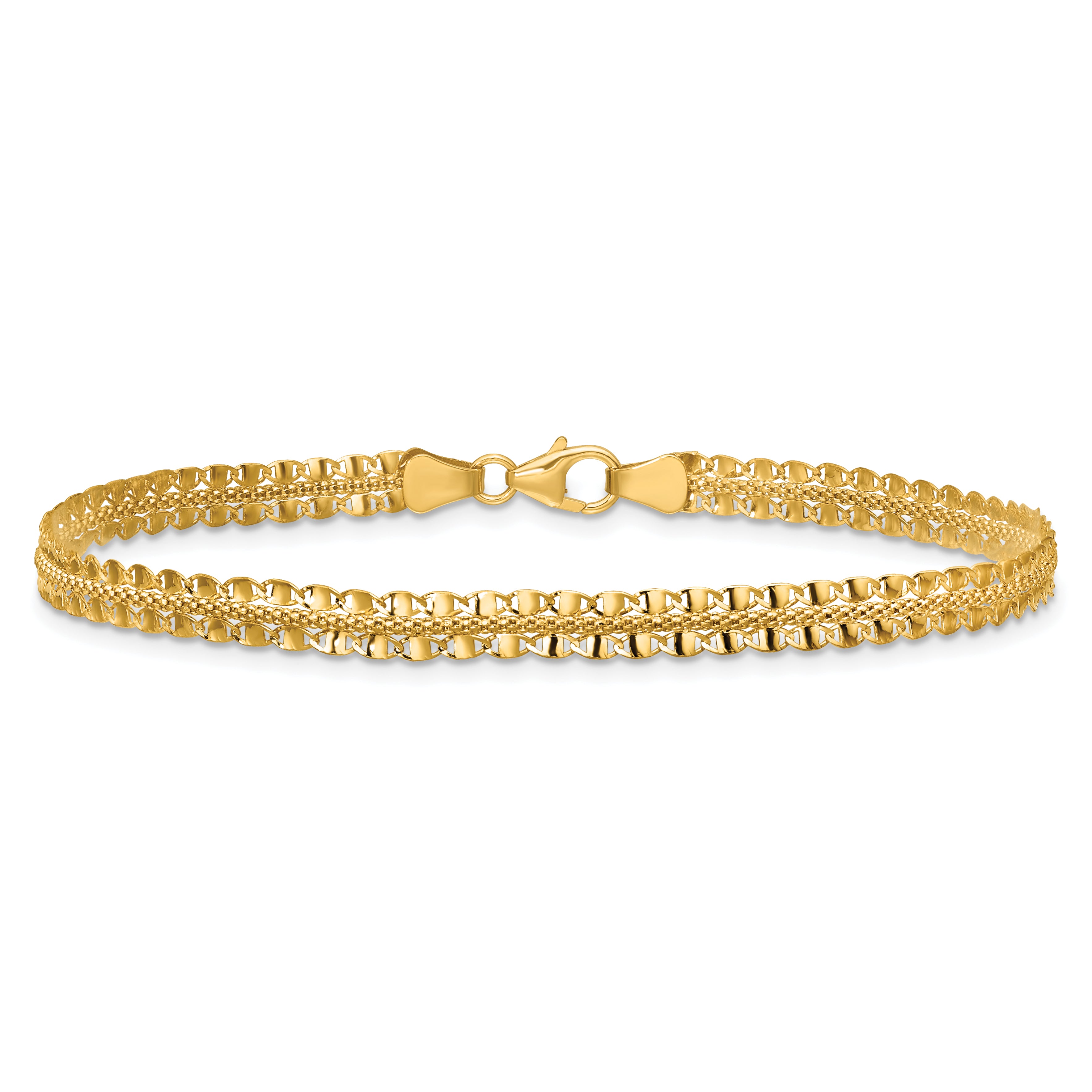 14K Polished and Textured Fancy Bracelet