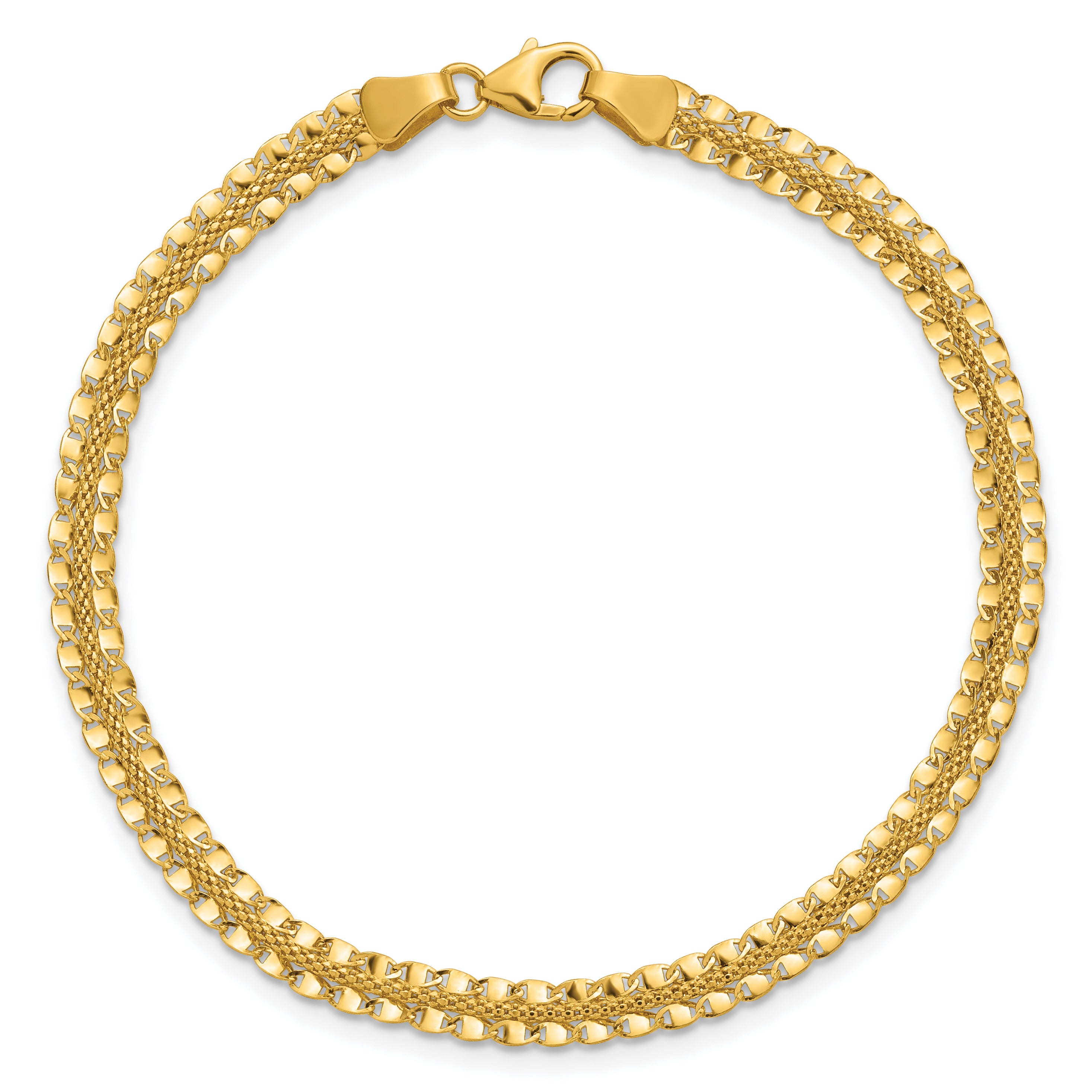 14K Polished and Textured Fancy Bracelet