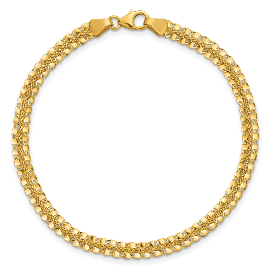 14K Polished and Textured Fancy Bracelet