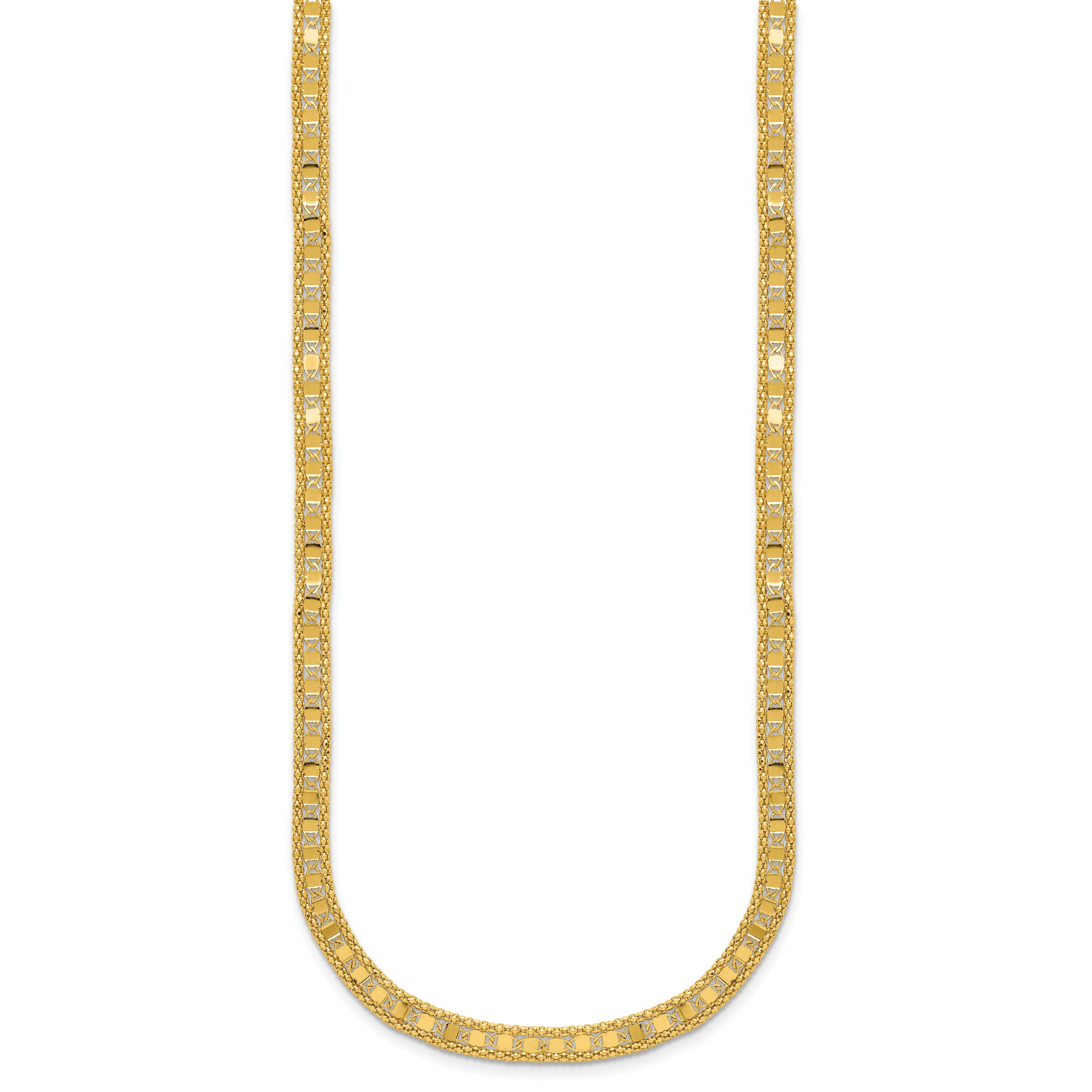 14K Polished and Textured Fancy Necklace