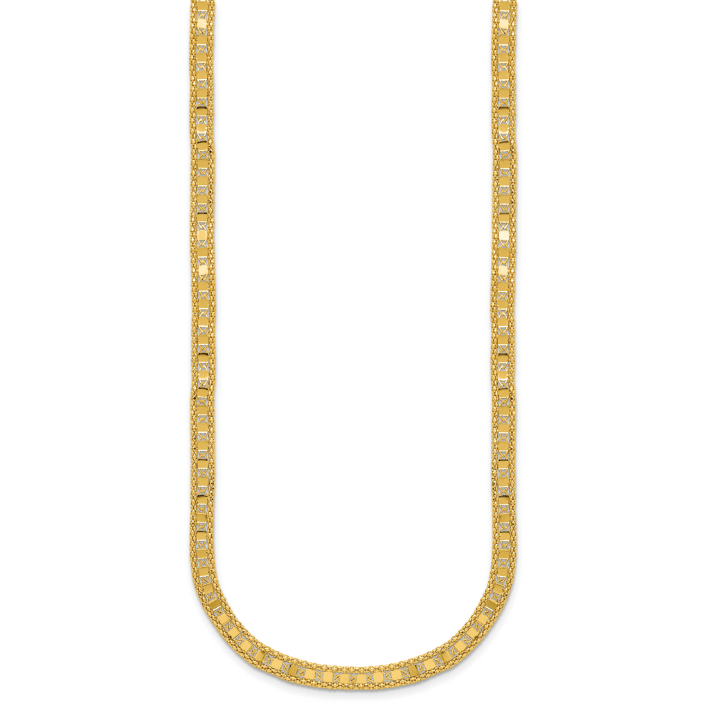 14K Polished and Textured Fancy Necklace