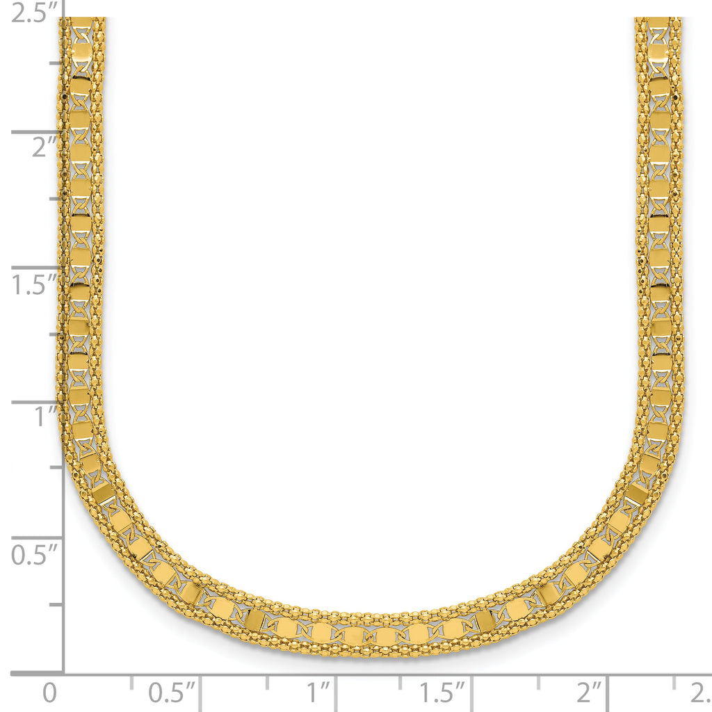 14K Polished and Textured Fancy Necklace