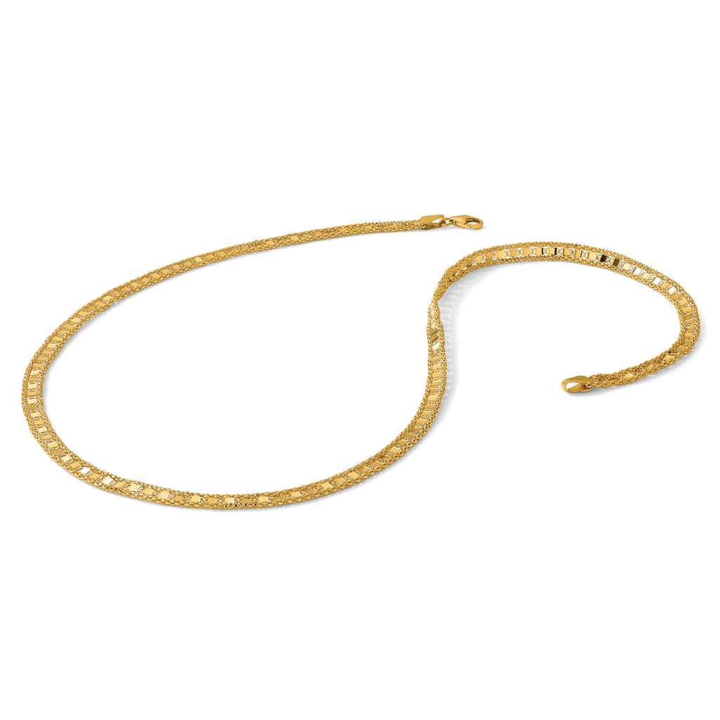14K Polished and Textured Fancy Necklace