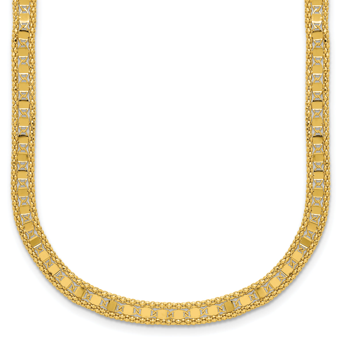 14K Polished and Textured Fancy Necklace
