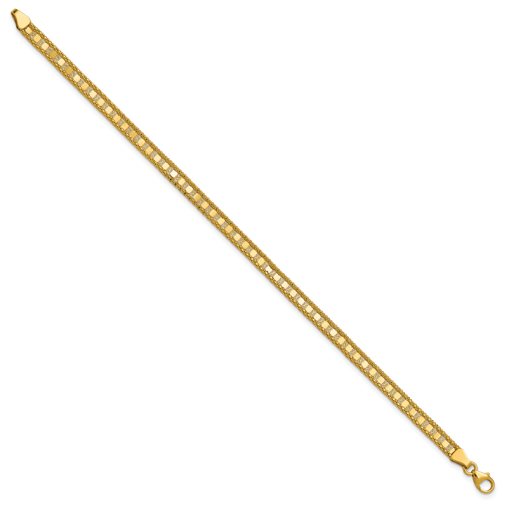 14K Polished and Textured Fancy Bracelet