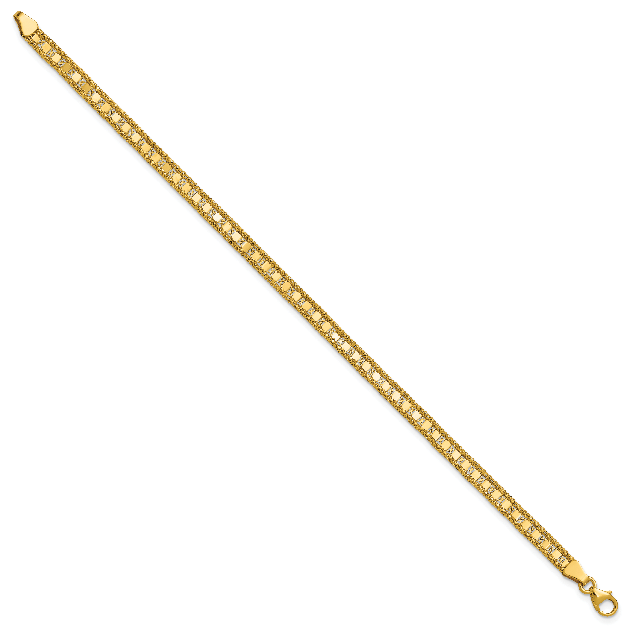 14K Polished and Textured Fancy Bracelet