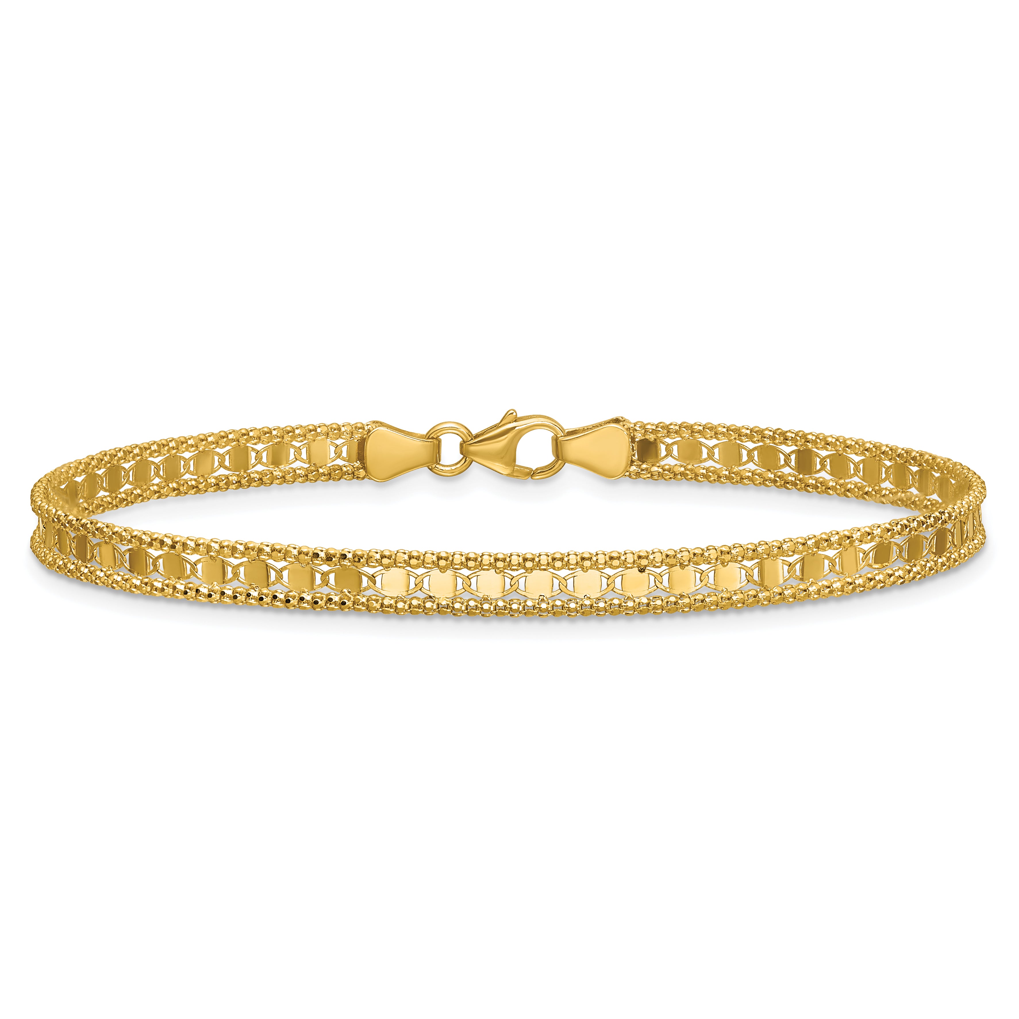 14K Polished and Textured Fancy Bracelet