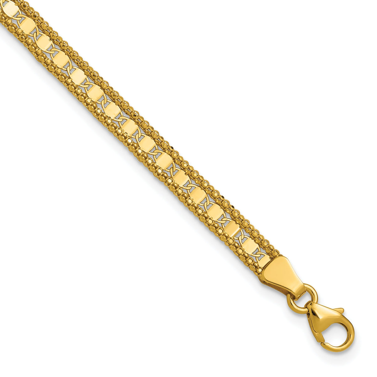 Fancy Chain in 14K Yellow Gold, 3.8mm Textured, 7.5 Inch - Sophia Jewelers Main image