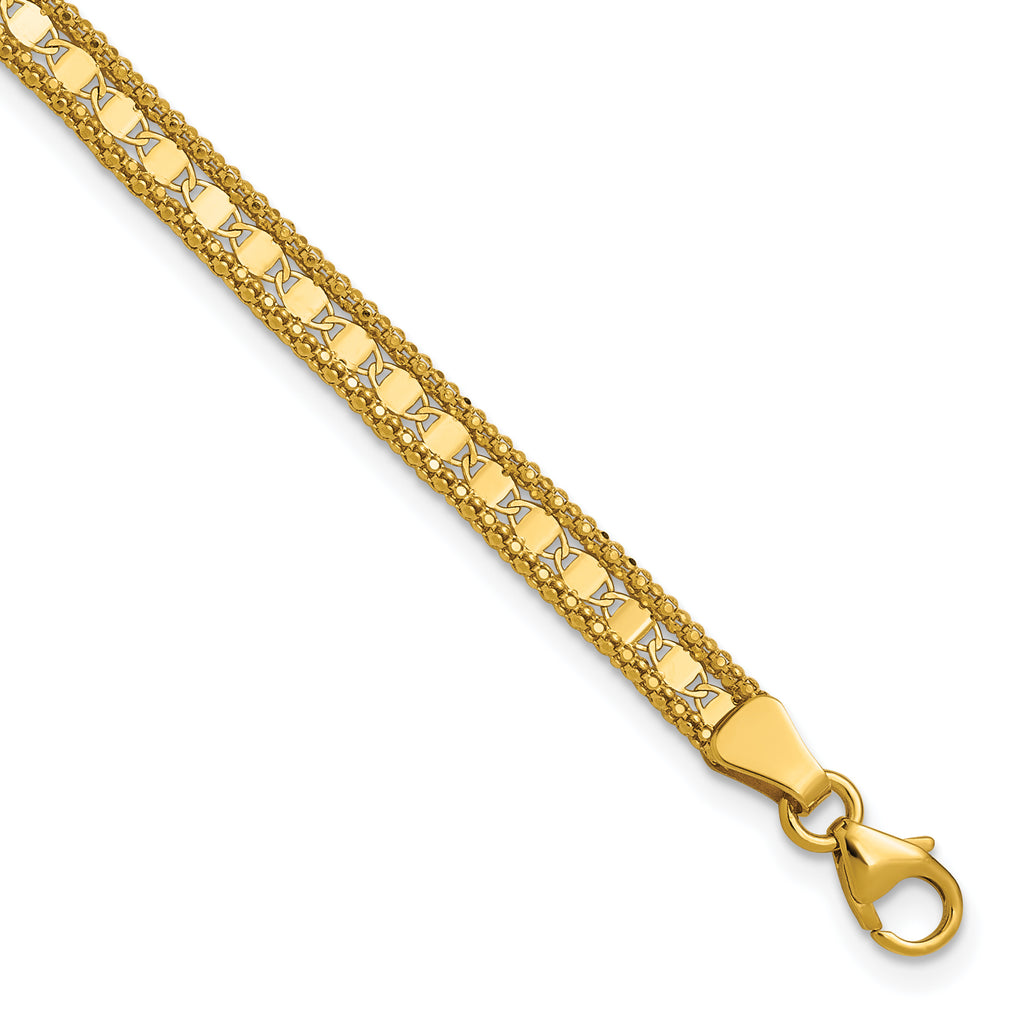 14K Polished and Textured Fancy Bracelet