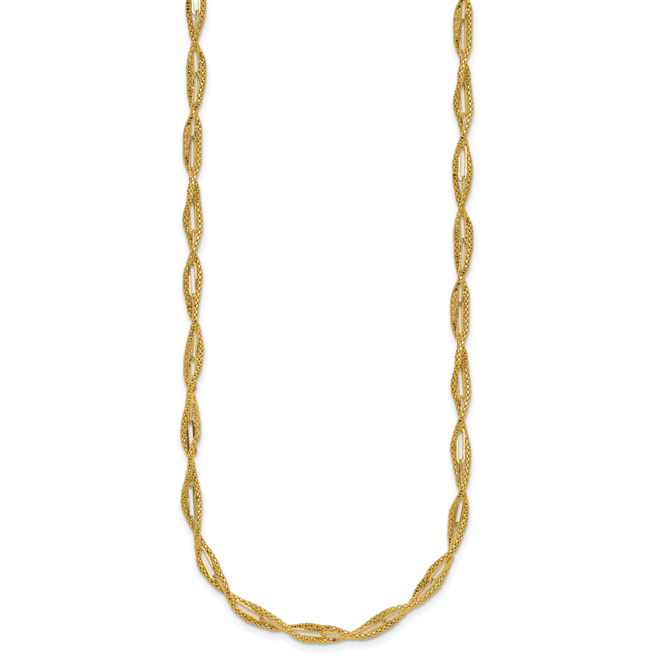 14K Polished and Textured Twist Necklace