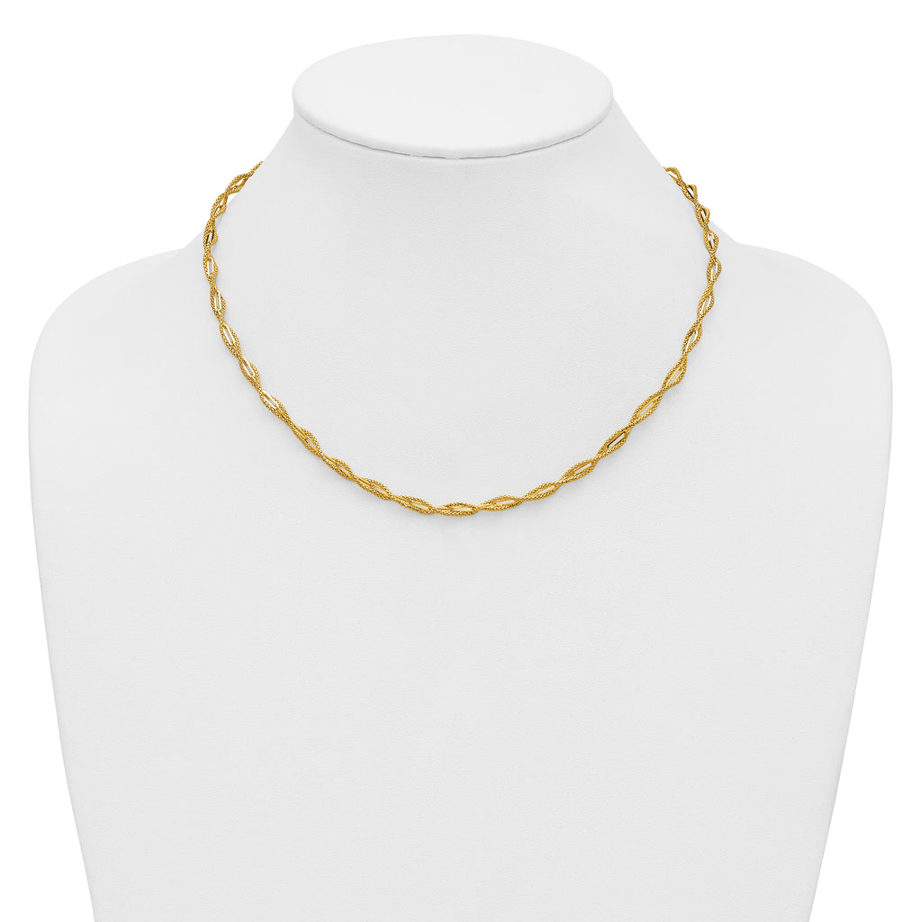 14K Polished and Textured Twist Necklace