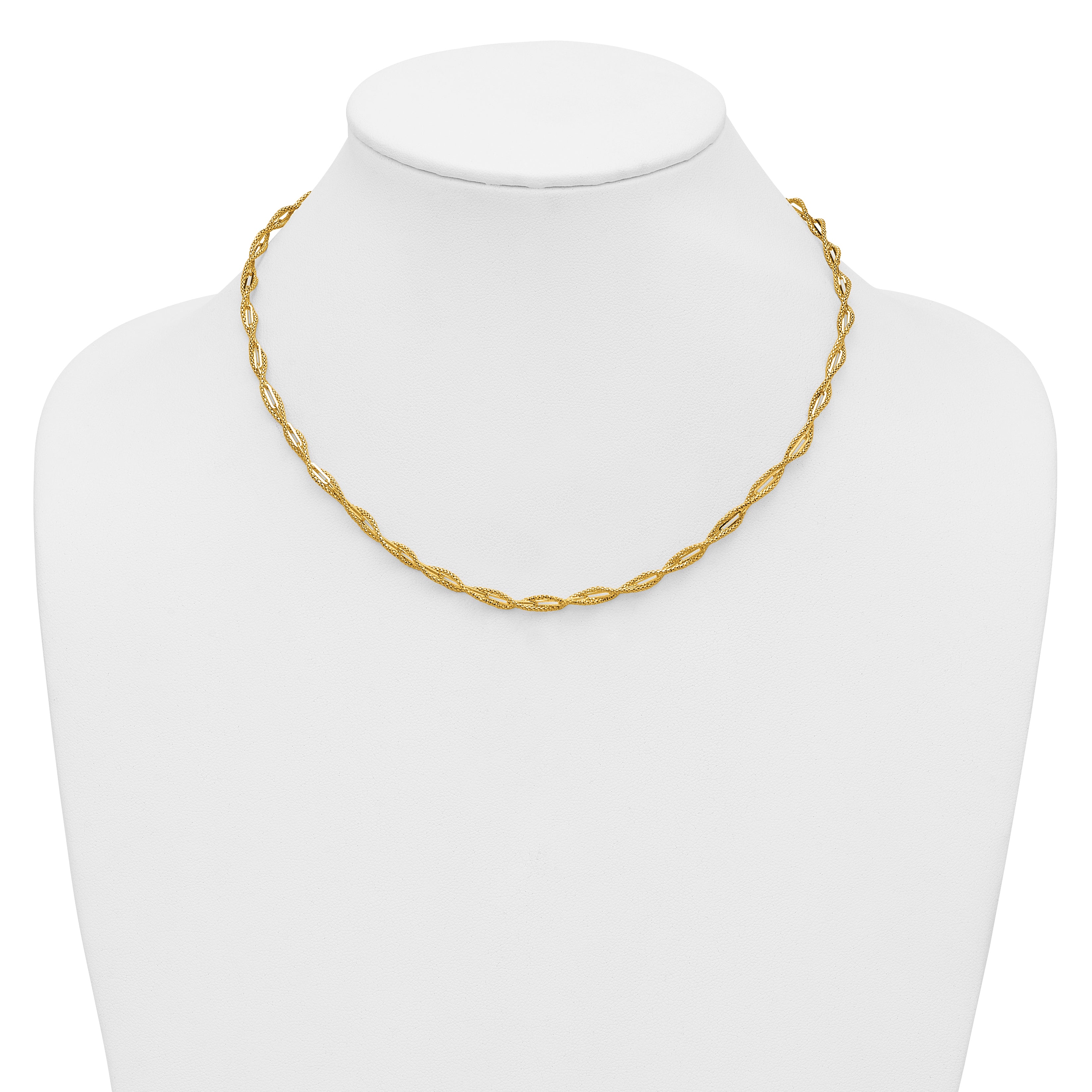 14K Polished and Textured Twist Necklace