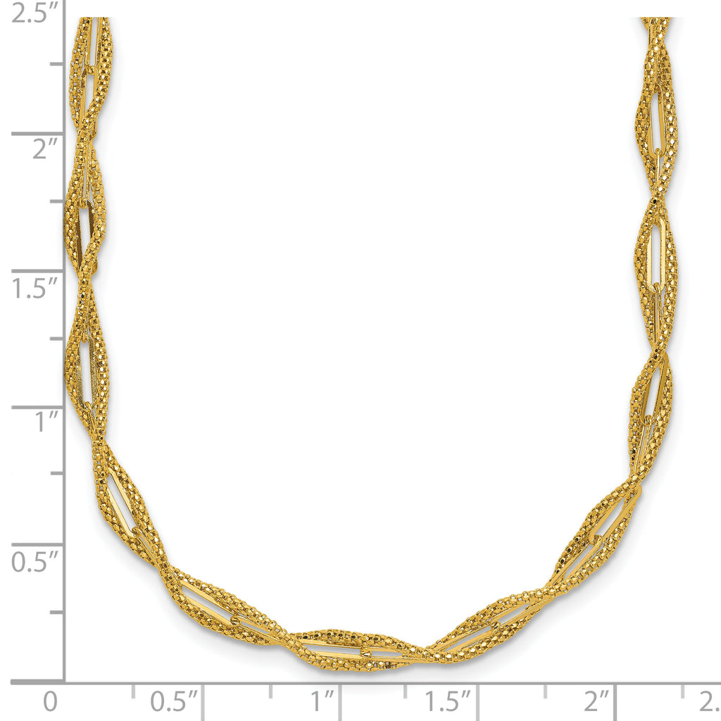 14K Polished and Textured Twist Necklace