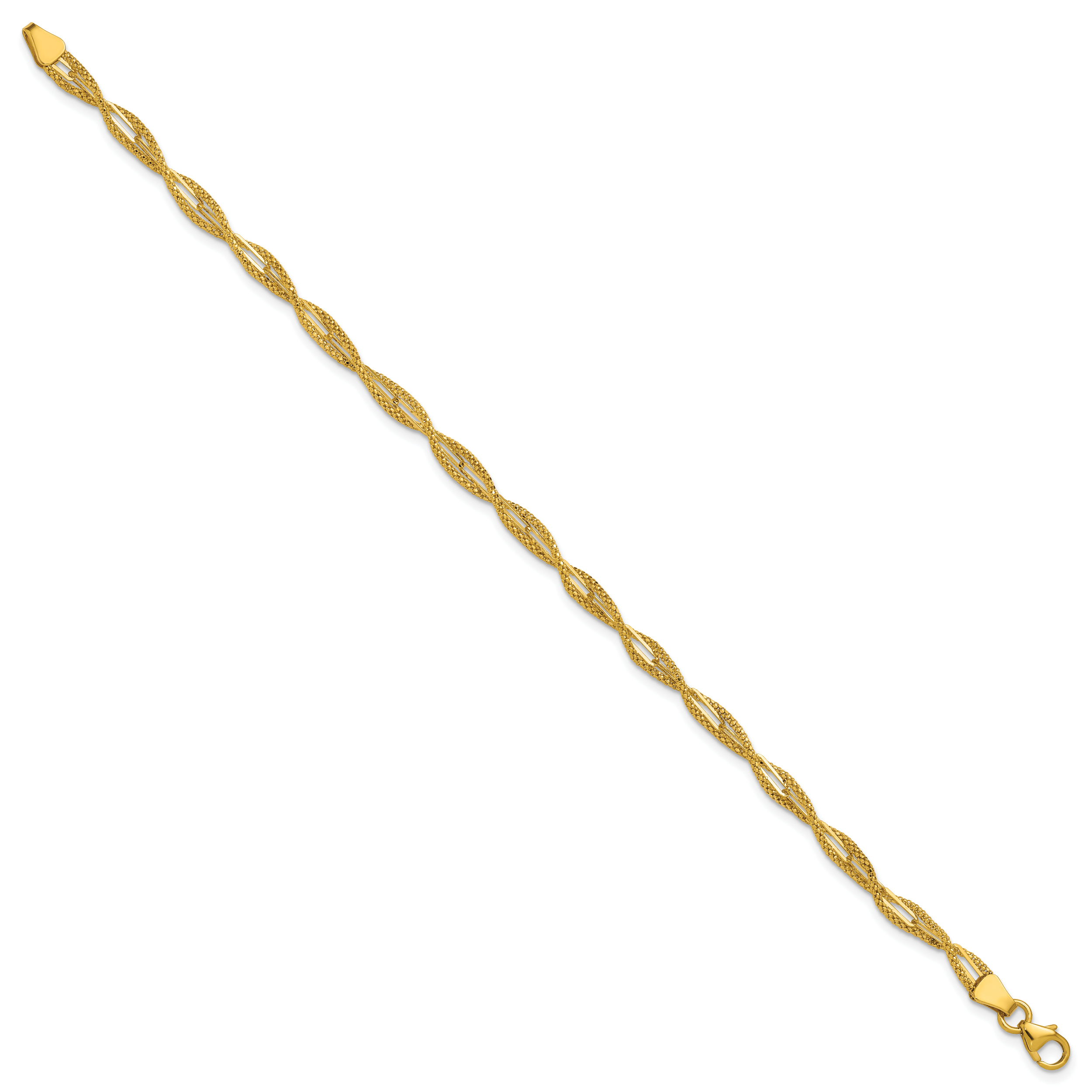 14K Polished and Textured Twist Bracelet Secondary image