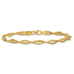 14K Polished and Textured Twist Bracelet
