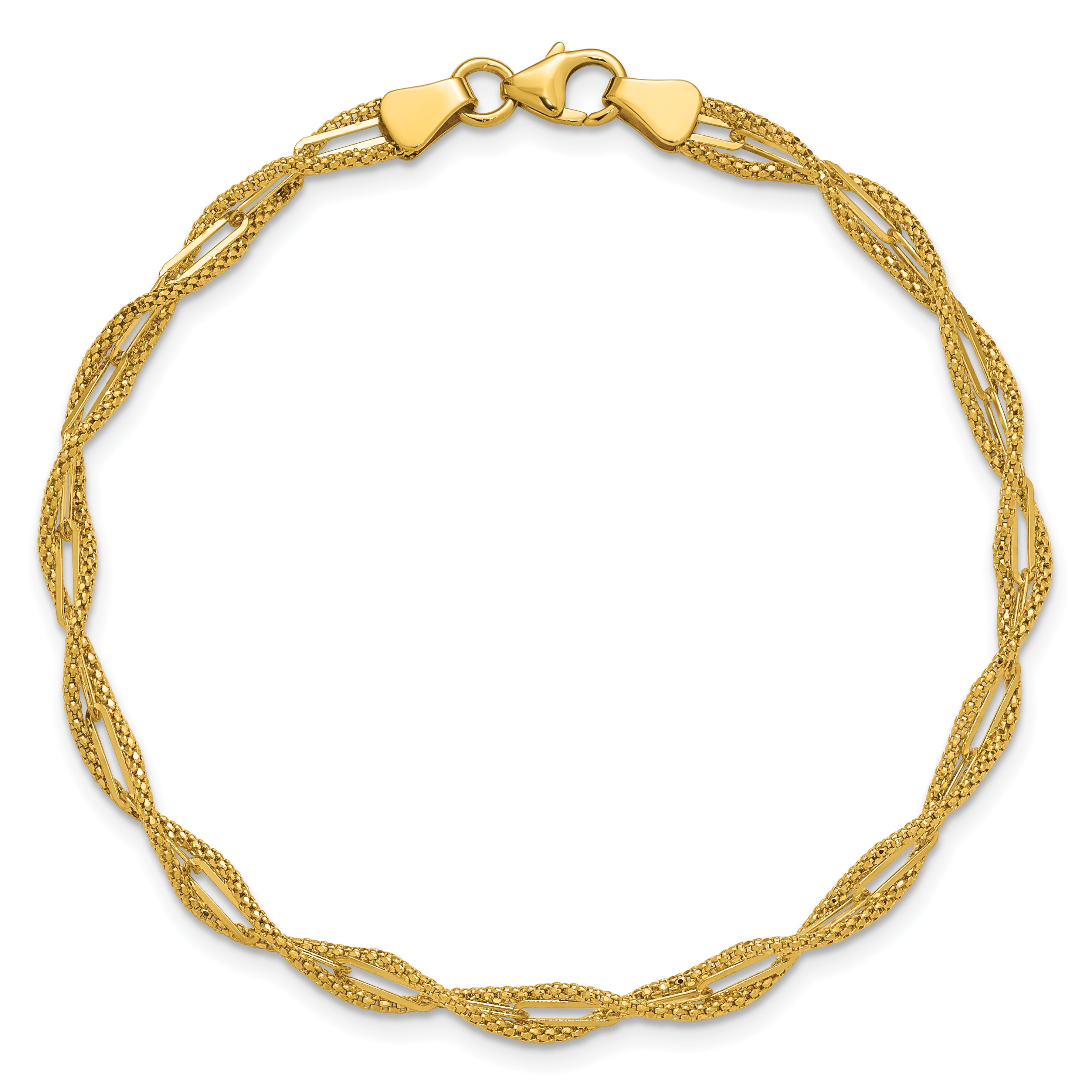 14K Polished and Textured Twist Bracelet