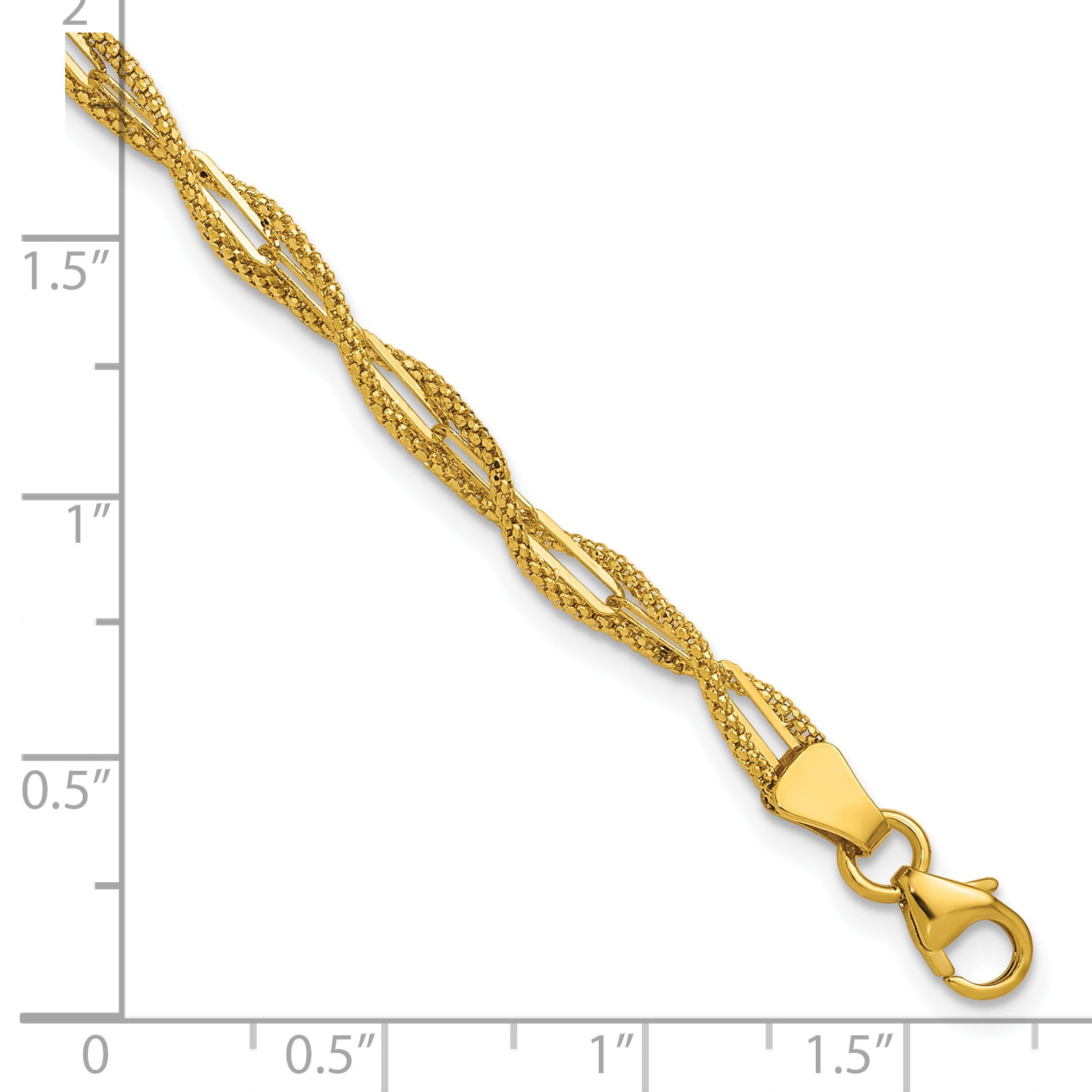 14K Polished and Textured Twist Bracelet