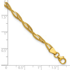 14K Polished and Textured Twist Bracelet