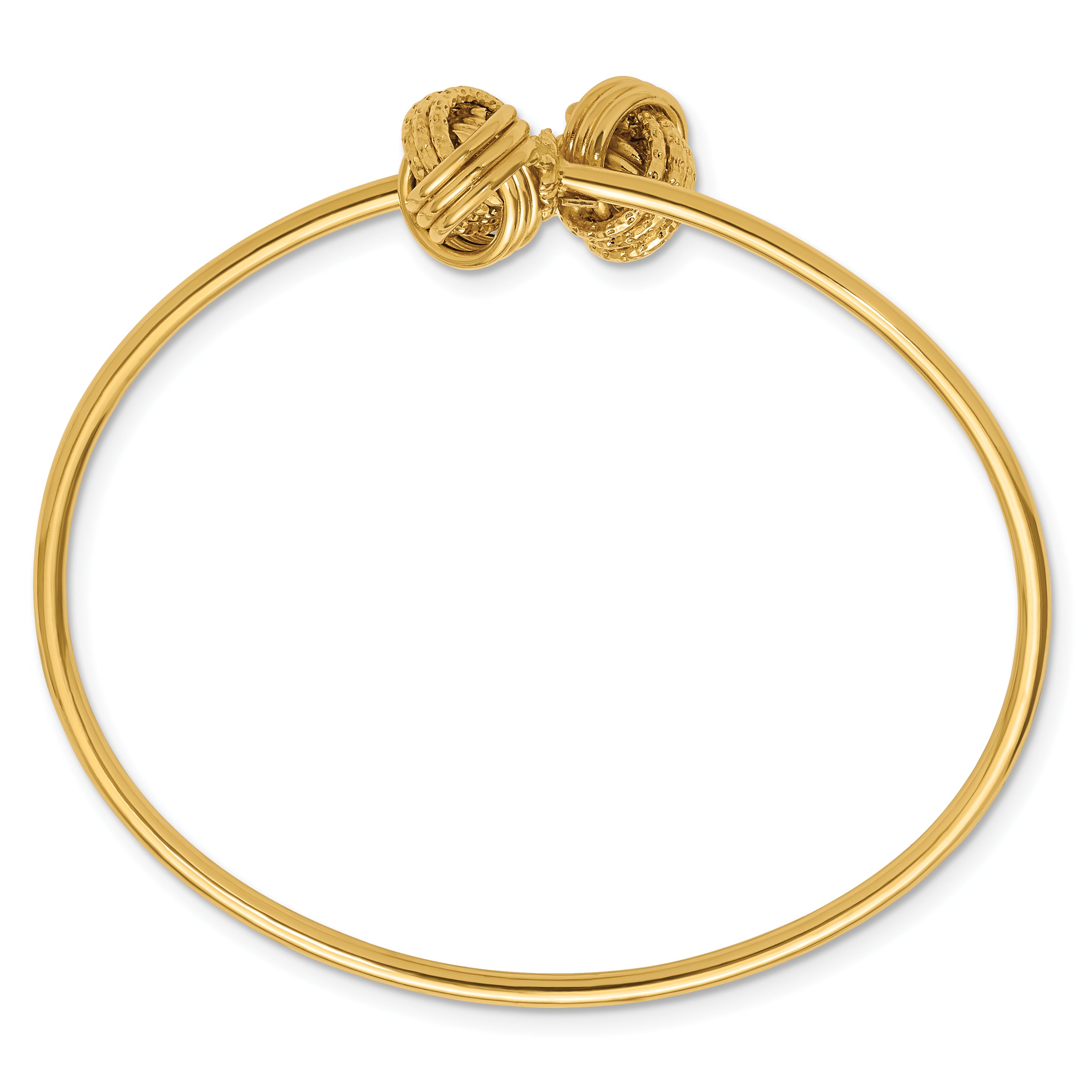 14K Polished and Love Knot Flexible Bangle Secondary image