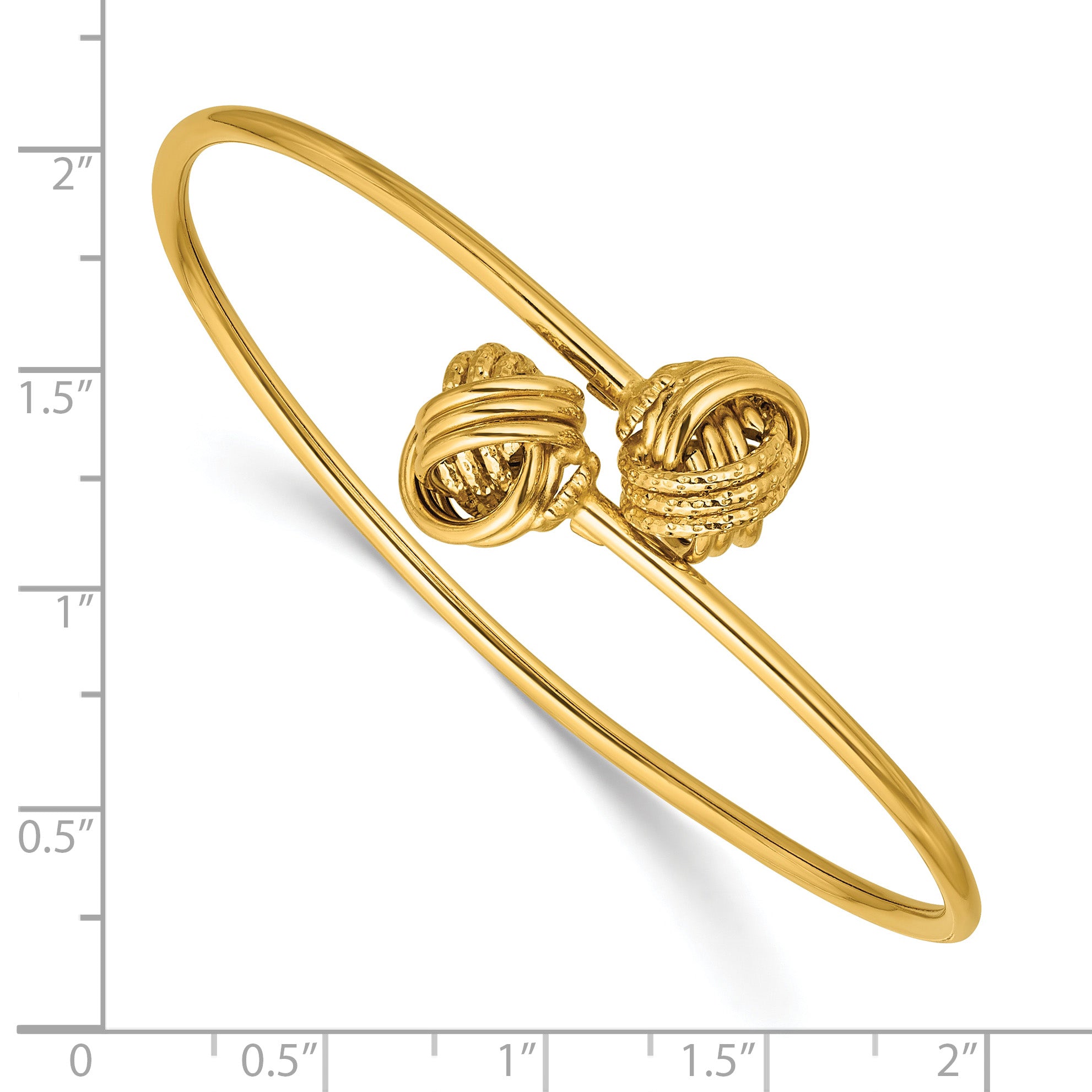 14K Polished and Love Knot Flexible Bangle