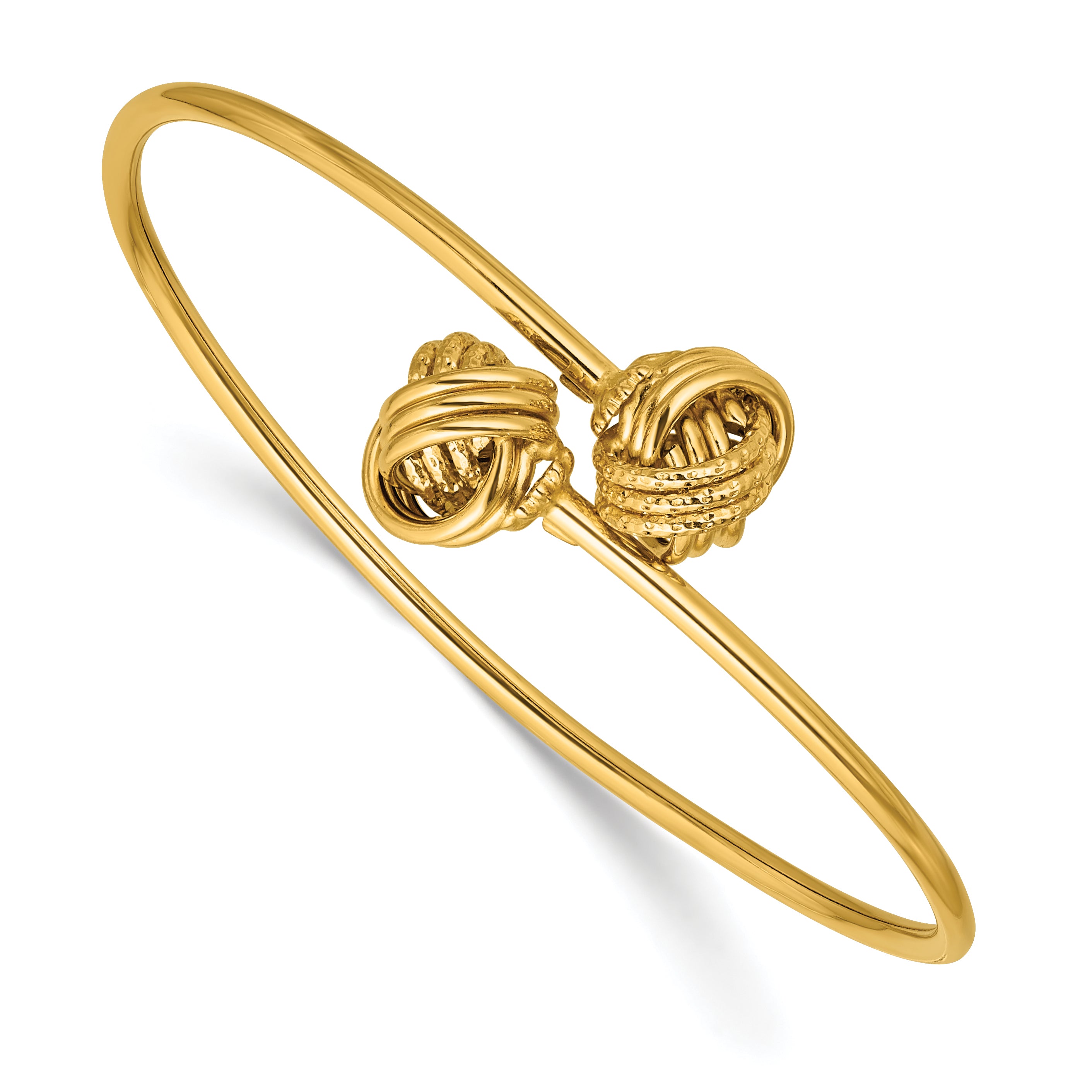 14K Polished and Love Knot Flexible Bangle Main image