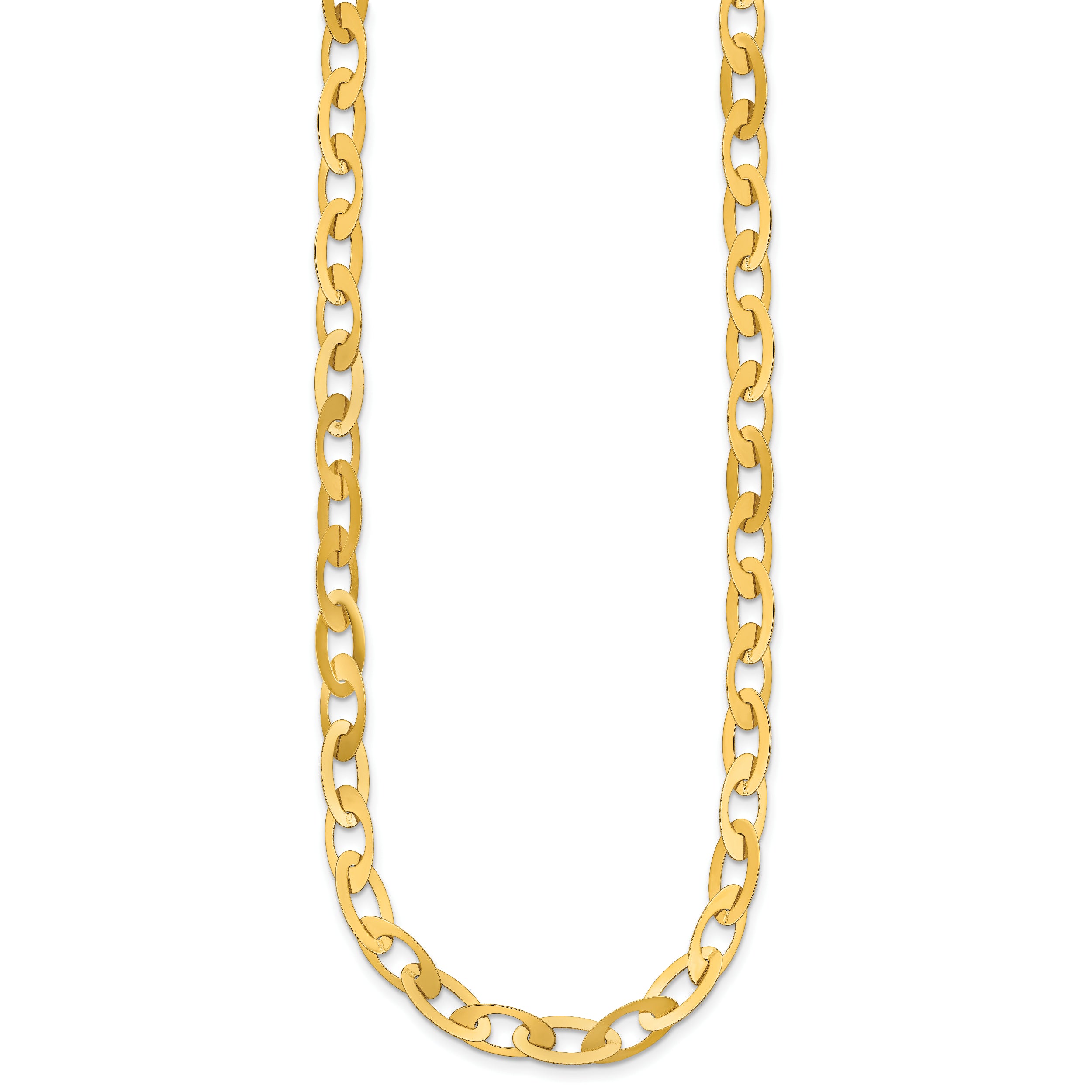 14K Polished Fancy Oval Link Necklace