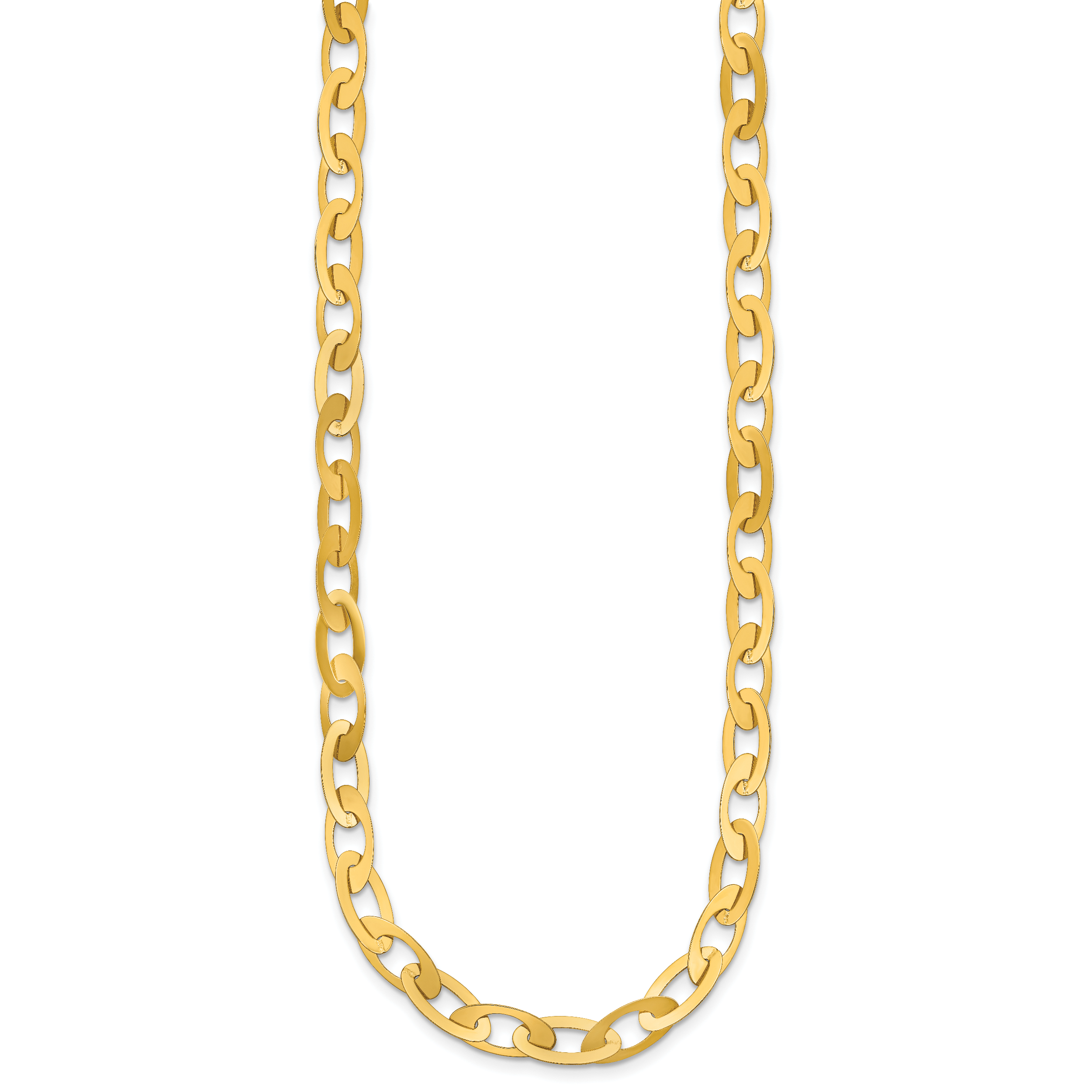 14K Polished Fancy Oval Link Necklace