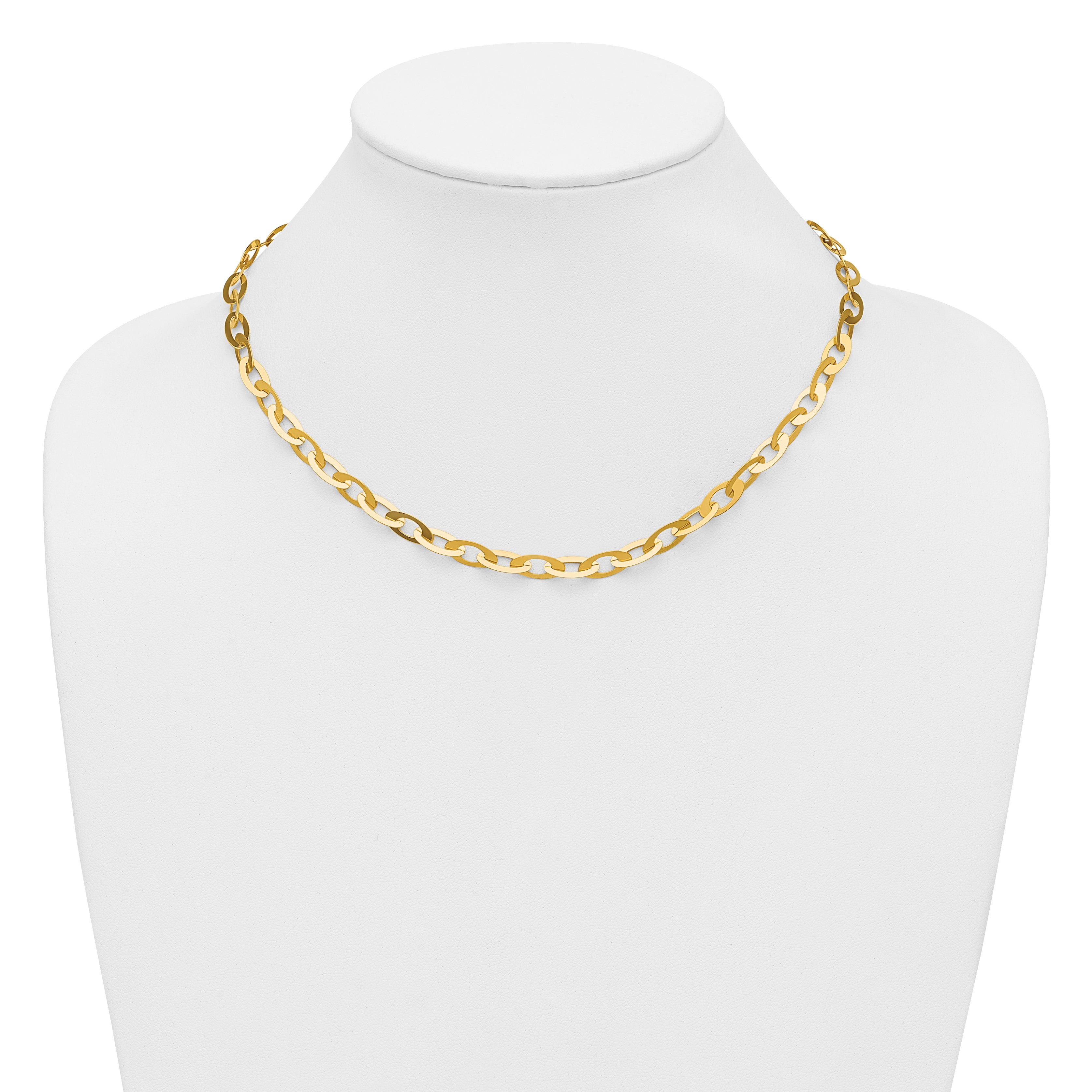 14K Polished Fancy Oval Link Necklace