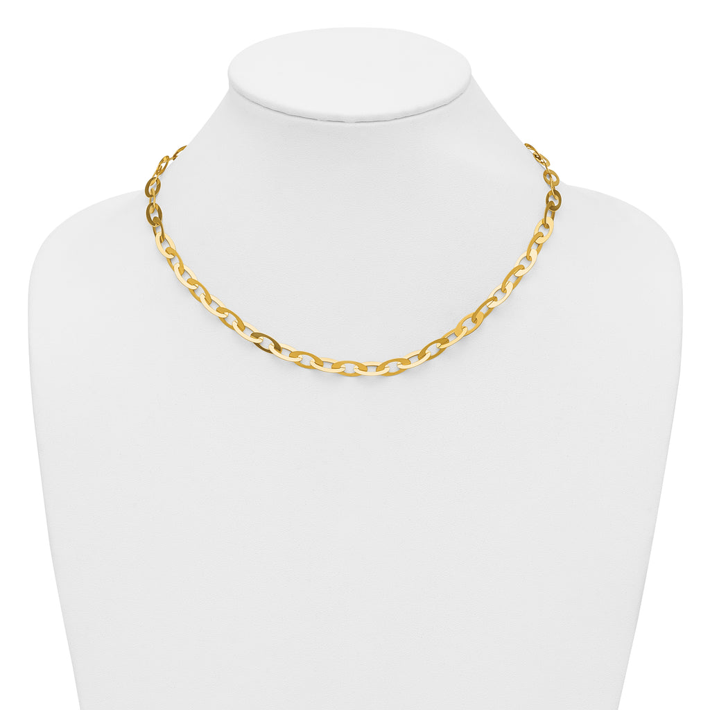 14K Polished Fancy Oval Link Necklace