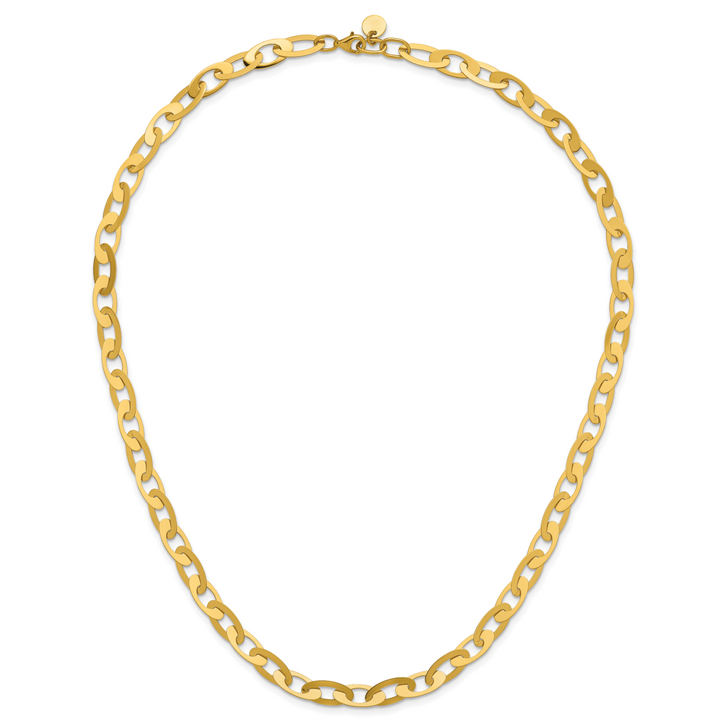 14K Polished Fancy Oval Link Necklace