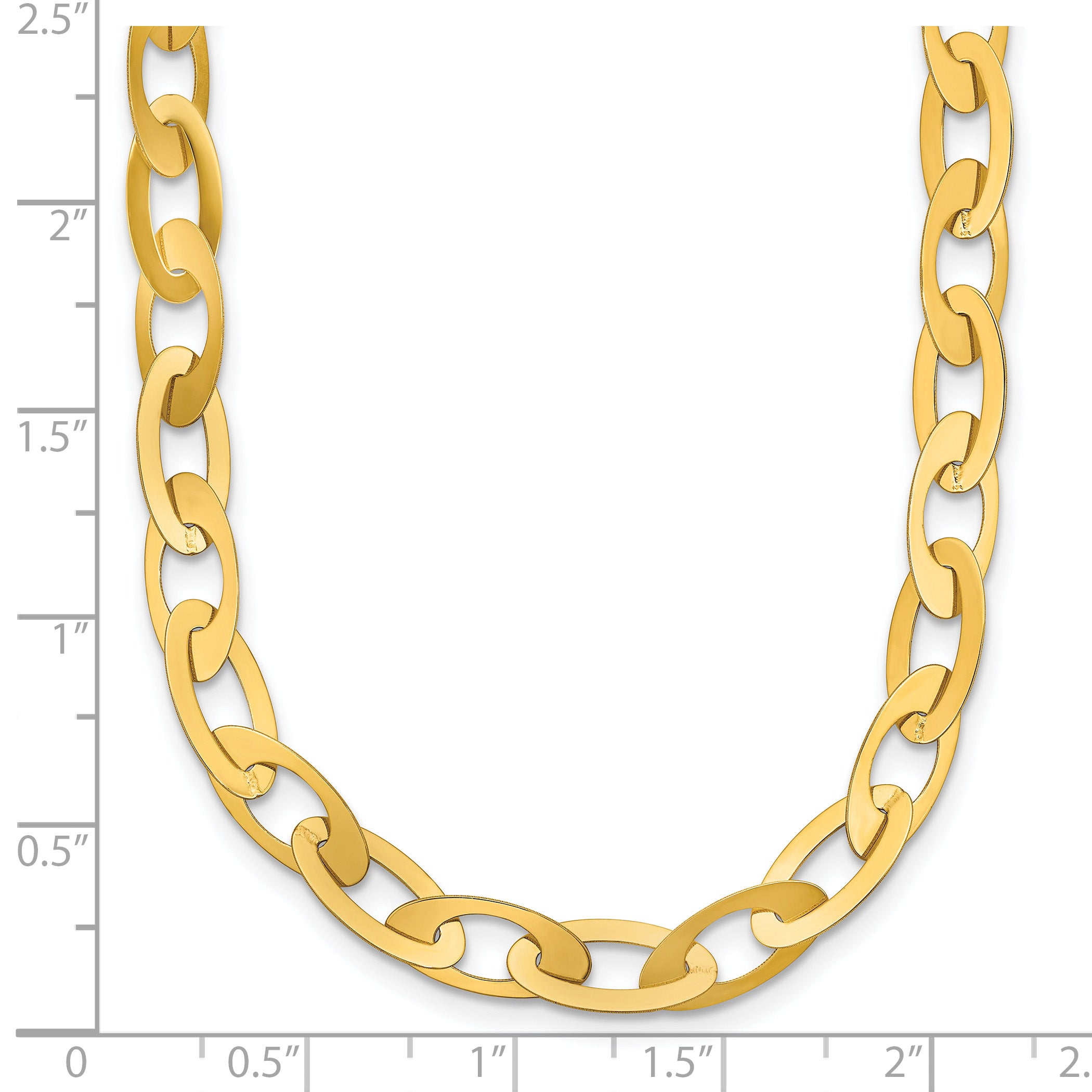 14K Polished Fancy Oval Link Necklace