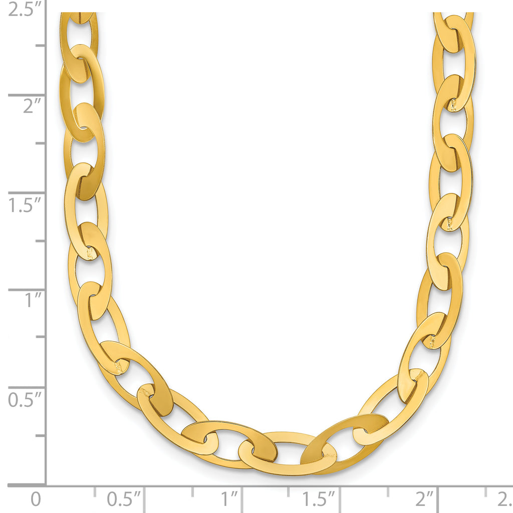 14K Polished Fancy Oval Link Necklace