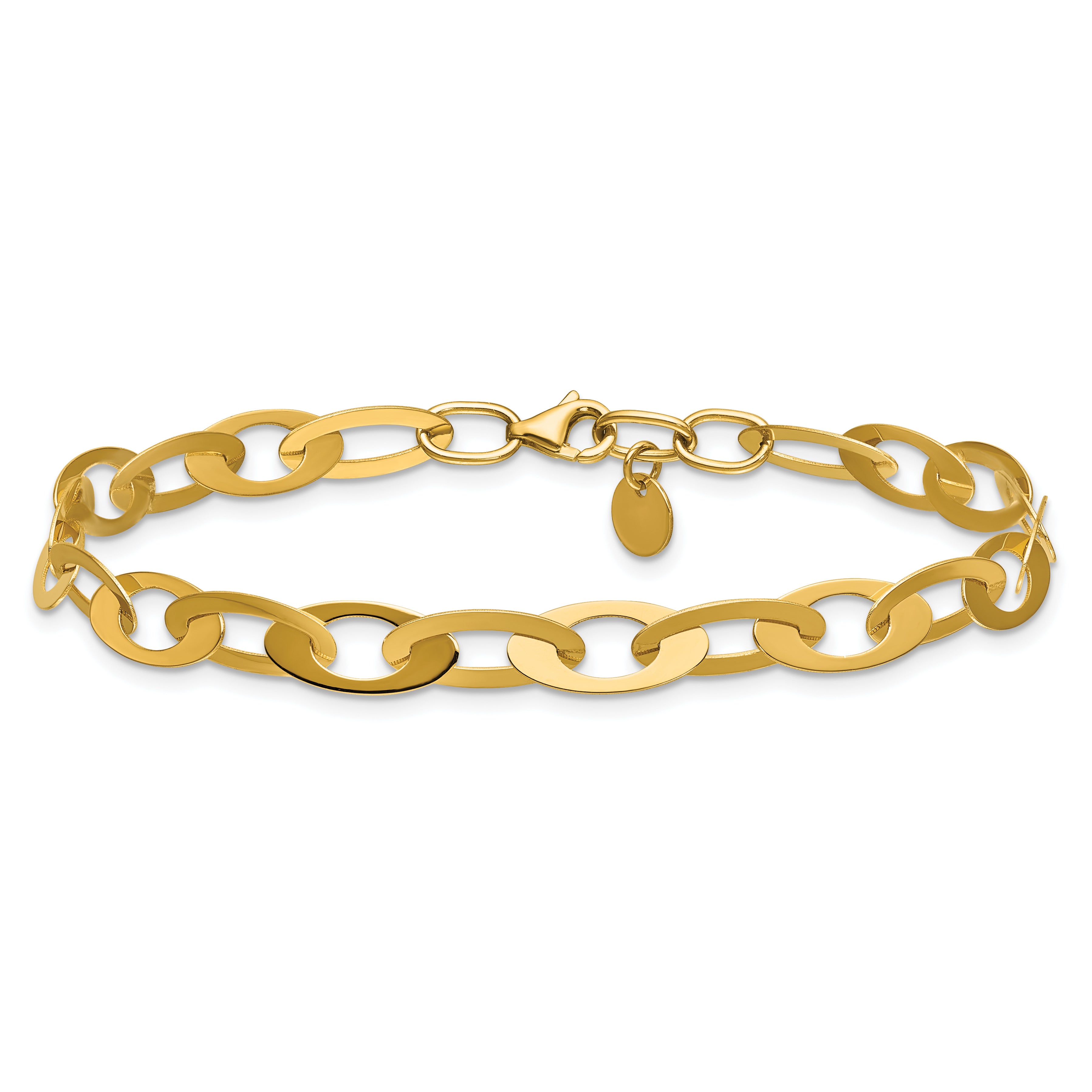 14K Polished Fancy Oval Link Bracelet